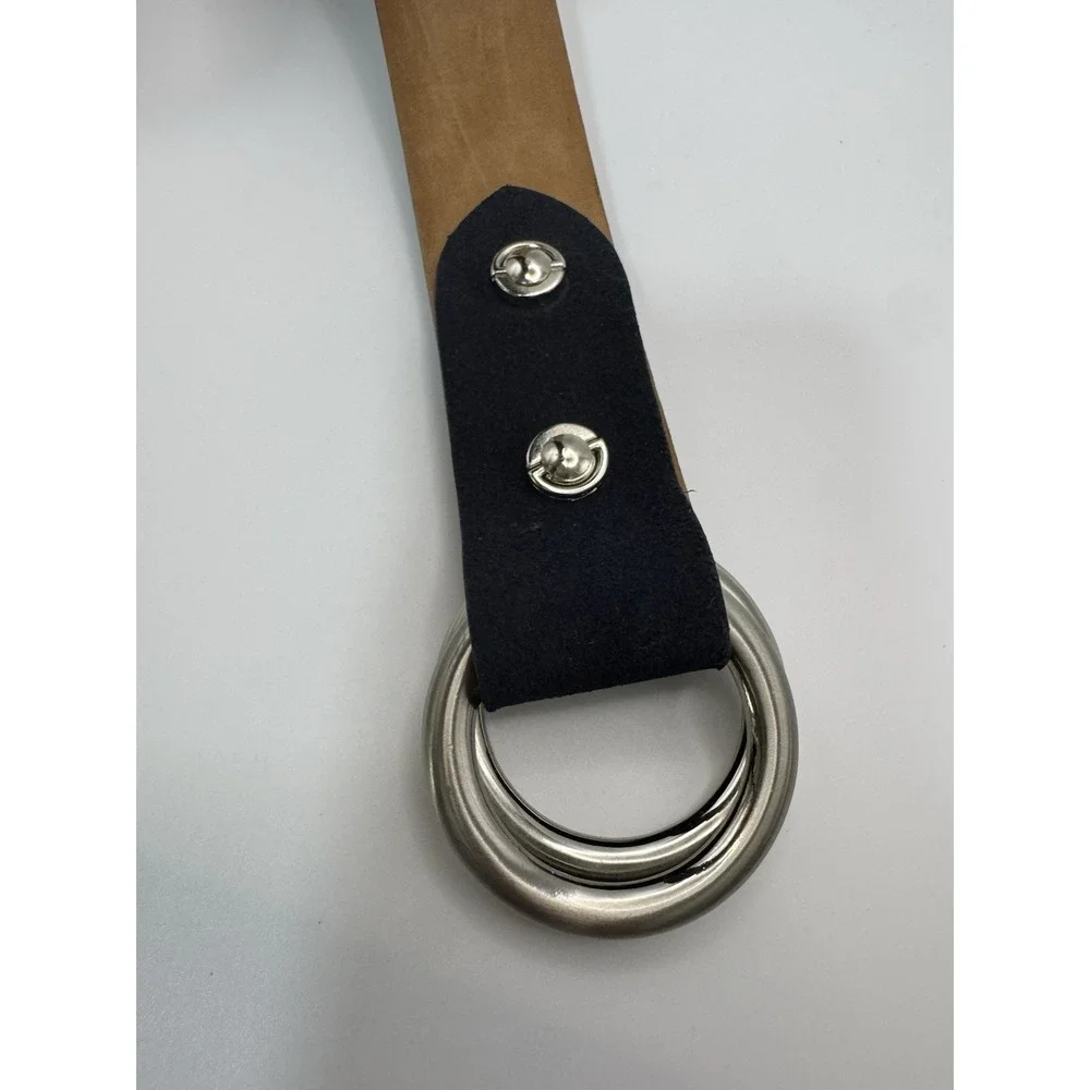 W‎ Kleinberg Navy Blue Suede Custom Leather Belt Belt Sz 34 NWOT Loop Buckle Lux